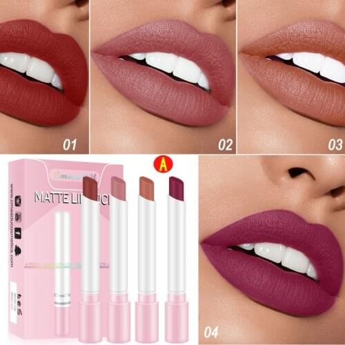 4 Colors/Set Cigarette Lipstick Matte Velvet Sexy Nude Lipstick Long Lasting Waterproof Lip GlossLip Makeup Cosmetics TSLM2