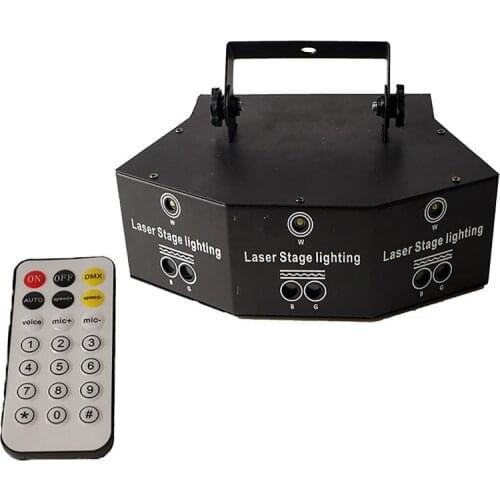 9-eye RGB Disco Lamp Stage Projection Light Voice Remote Control Light Party KTV Lighting Party Holiday Christmas Stage Lighting