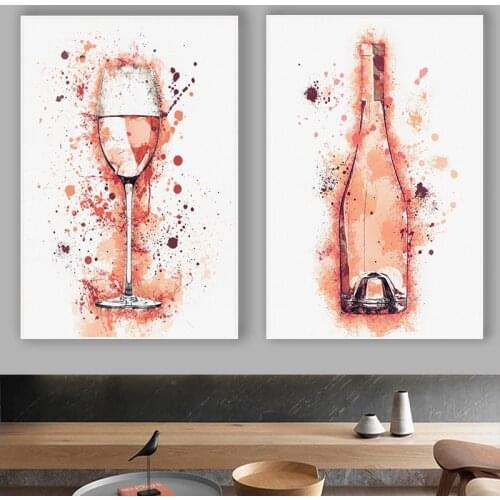 Abstract Creative Graffiti Art Red Wine Tall Canvas Painting Nordic Minimalist Posters and Print Wall Art Picture for Home Decor