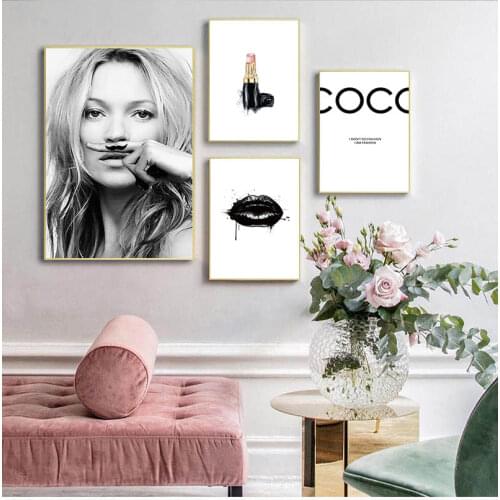 Abstract Modern Fashion Make Up Canvas Painting Black White Salon Posters Prints Nordic Wall Art Pictures Living Room Home Decor