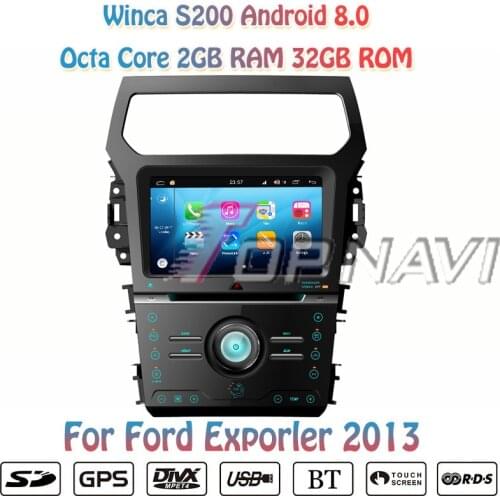 TOPNAVI 8'' Octa Core S200 Android 8.0 Car DVD Multimedia Player for Ford Exporler 2013 Audio Radio Stereo 2DIN GPS Navigation