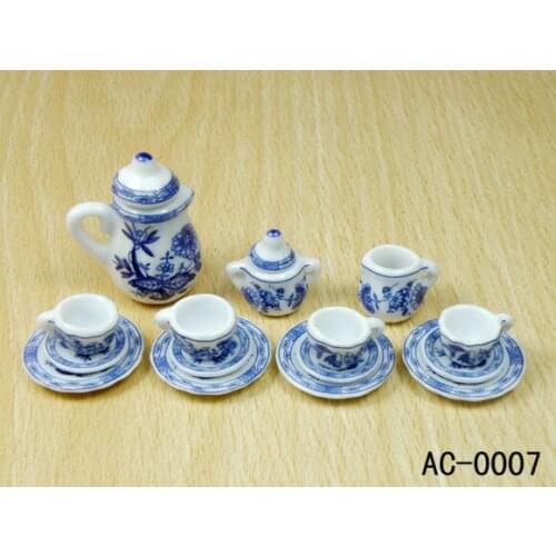 G05-X4476 children baby gift Toy 1:12 Dollhouse mini Furniture Miniature rement-Lotus porcelain tea set
