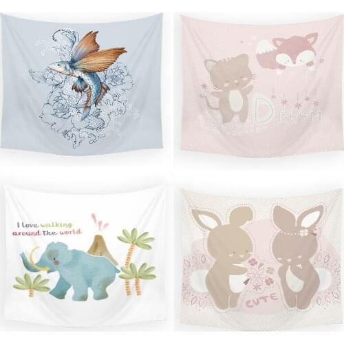 Cartoon anime fox home decor witchcraft supplies tapestry wall bohemian kawaii room decor pink wall hanging tapestry macrame