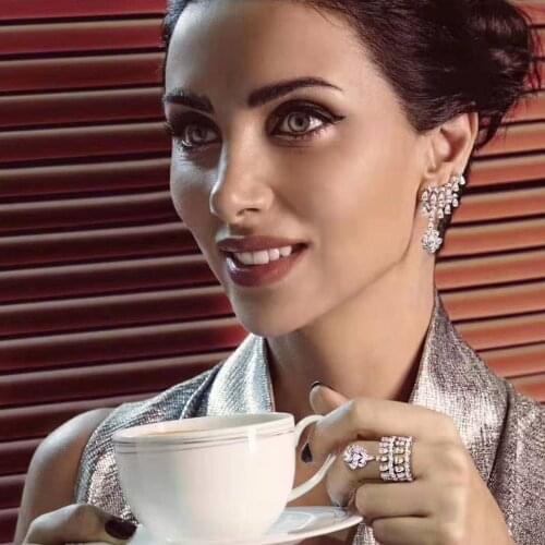 HIBRIDE Trendy Full Mirco Paved Cubic Zirconia Water Drop Shape Earrings Engagement Wedding Drop Earring for Women Bijoux E-761