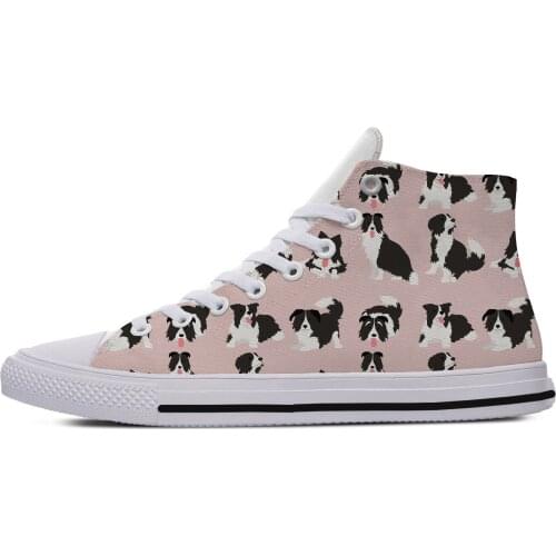 Border Collie Animal Pets Dog Cut kawaii Lightweight High Top Canvas Shoes Men Women Casual Breathable Sneakers