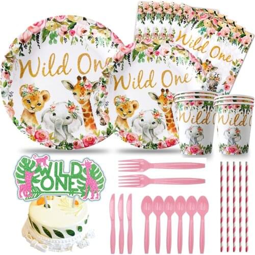 Wild One Party Decor Animal World Party Decor Birthday Party Decor Kids Safari Woodland Forest Theme Girls Favor Flower Plate