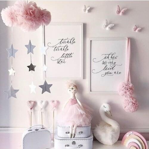 INS Nordic Mesh Yarn Cloud With Star Garland Kids Room Decoration Ornaments Wall Tent Hanging Pendant Nursery Decor Photo Props