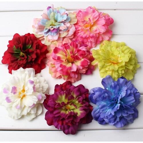 6 Pics Peony Artificial Flowers Mini Silk Head For Hat Home Wedding Decoration DIY Wreath Decorative Corsage Hair Clip