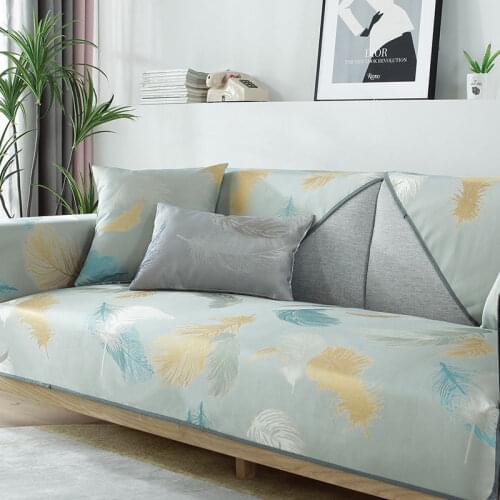 Summer Cooling Sofa Mat Printing Ice Silk Non-Slip Sofa Towel Universal Couch Covers for Living Room Sectional Sofa Cover