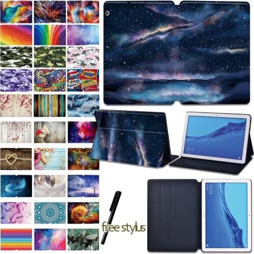 Leather Stand Cover for Huawei MediaPad T3 8.0/T3 10 9.6 Inch/T5 10 10.1 Inch Drop Resistance Tablet Cover Case