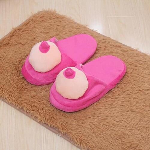 Creative Breast Penis Pattern Women Men Cozy Soft Skid-proof Warm Plush Indoor slippers House Soft Casual Shoes For Women
