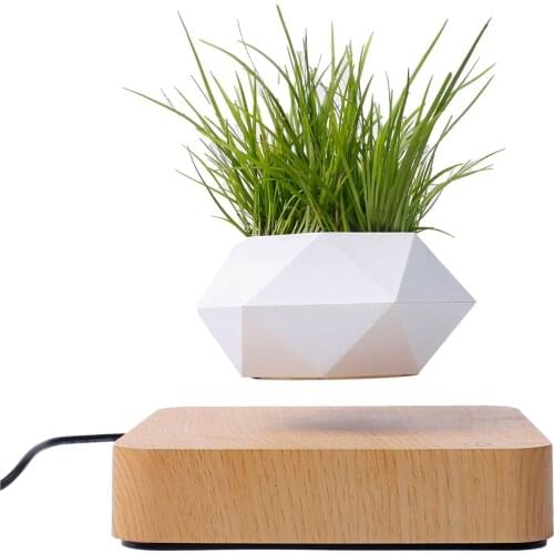Levitating Air Bonsai Pot Ornaments Rotation Flower Pot Planters Magnetic Suspension Floating Vase Potted Plant Home Desk Decor