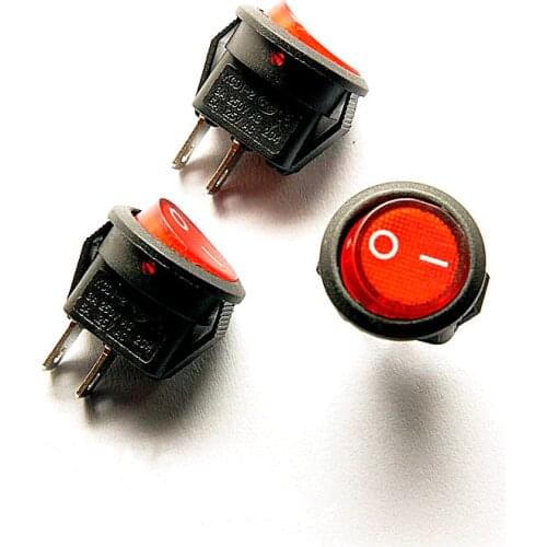20PCS/LOT Small Round Rocker Switch Red 2 feet 2 files rocker switch 3A/250V 6A/125V