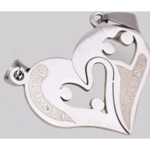 N403Fashion jewelry simple temperament popular stainless steel heart stitching necklace pendant Contains chain