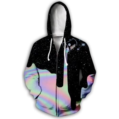 Men/Women 3D Milk Space Galaxy Neon Print Hoodies Unisex Sweatshirts dropshipping zipper hoodie sleeveless