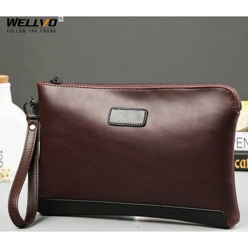 Men Clutch Bag Business Handbag Luxury Wallet Vintage Cell Phone Pocket Sofe Male Coffe Office Purse Simple Sac A Main XA217C