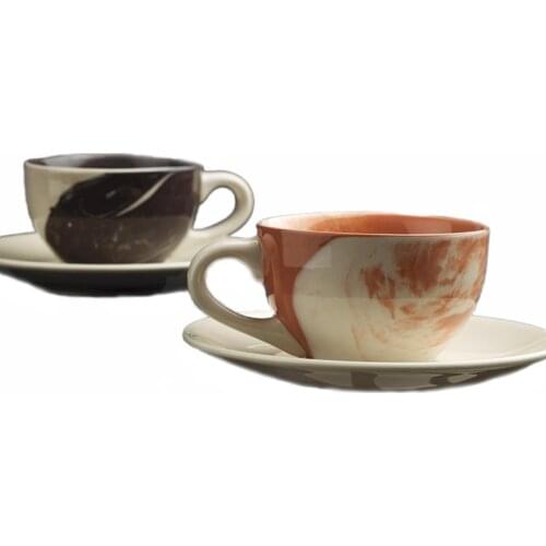 Kütahya Porcelain Stella Double Mix Hypnose 2 Person Coffee Cup Set 135cc Americano Cappuccino Made in Turkey %100 Original