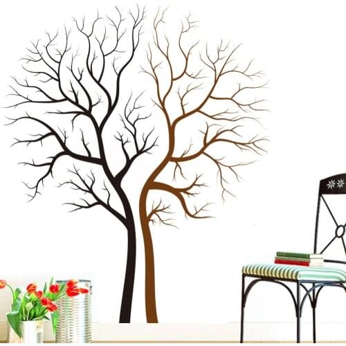 Two Naked Trees Wall Art Mural Decal Sticker Living Room Bedroom Background Loving Tree Wall Decor Poster 85 x 100CM