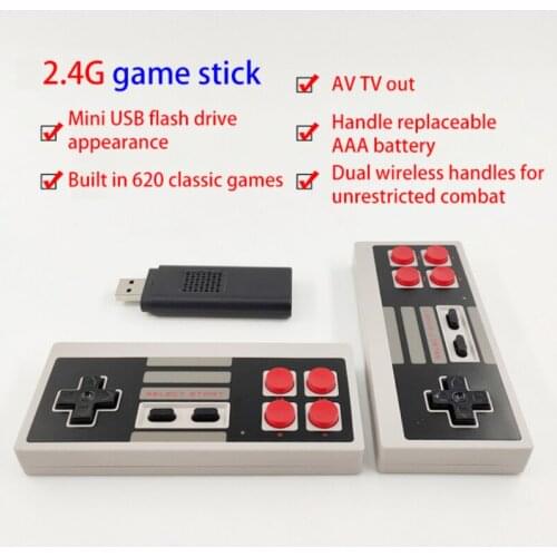 New AV Video Game Console Built In 620 Classic Games Retro Console Wireless Controller AV Output Mini Game Box Gift For Children