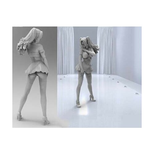 New Unassembled 1/24 75mm Pin Up Girl stand in summer Resin Figure Unpainted Model Kit