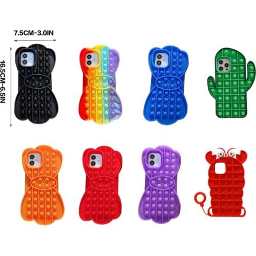 Rainbow Figet Simple Dimple Phone Reliver Stress Soft Case For 1Phone 12 11 Pro Sensory Squeeze Dimple Phone Case Antistress Toy