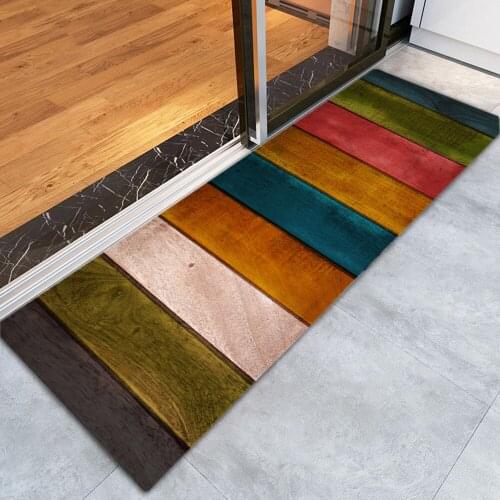 Colorful Striped Printed Indoor Doormat Welcome Rugs Washable Kitchen Floor Mat Anti Slip Bedroom Living Room Carpet Bath Mats