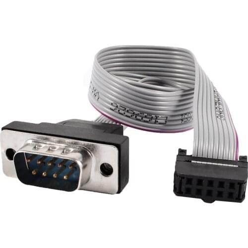 Gray 2.54mm Pitch DB9 to 10P M/F IDC Flat Ribbon Cable Connector 30cm 12"