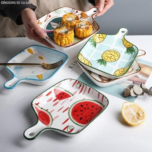 Nordic Creative Ceramic Baking Pan Western Food Plate Baking Plate Fruit Plate Dish Plate Household Dining Table Accessories