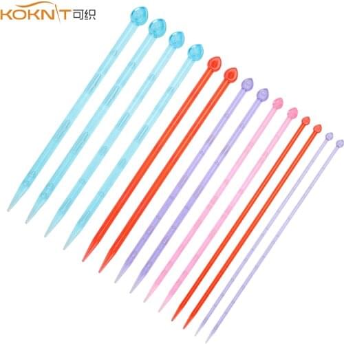 KOKNIT 7Sizes Knitting Needles Single Pointed 4.0mm-10.0mm Yarn Weave Knitting Needles Hooks DIY Knitting Tools for Scarf Gift