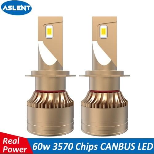 ASLENT LED H1 H4 H7 H8 H9 H11 9005 9006 LED Canbus Real 60w 20000lm Bulb Car Light Automotive Accessories White 6000K