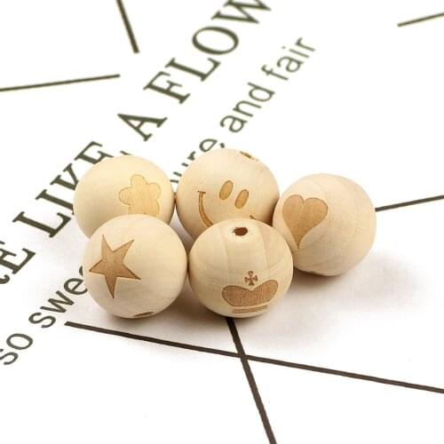 WLYeeS 20mm Eco-Friendly Natural Wooden Beads Crown/Flower/Heart wood Loose Spacer bead for DIY Jewelry Making Baby Toy Finding