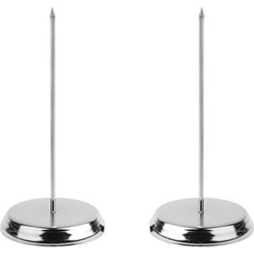 XRHYY 2Pcs Silver Color Desk Straight Rod Paper Holder Spike Stick Receipts Check Bill Fork Note Fork For Restaurant Bar Office