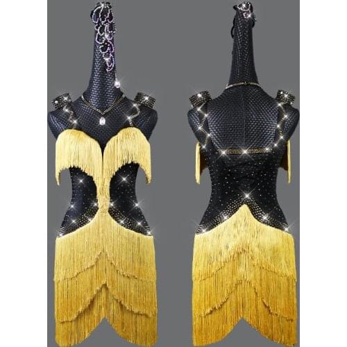 2021 New Latin Dance Dress Summer Tassel Rumba Performance Dancewear Female Rhinestone Tango Samba Competition Costume VDB3852