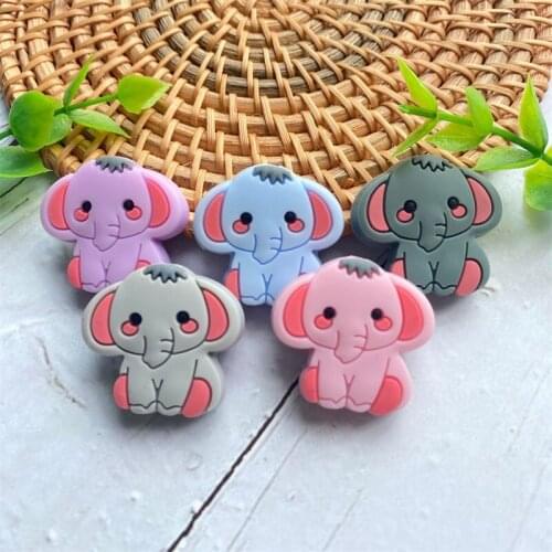 10pcs Cartoon Mini Elephant Food Grade Silicone Bead Rodent Teething Toy For Teeth Tiny Rod Baby Teether Gift