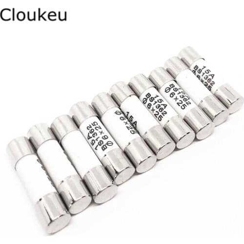 15A 6*25 Ceramic Fuse 250V 15a RO57 Fast blow fuse 10Pcs