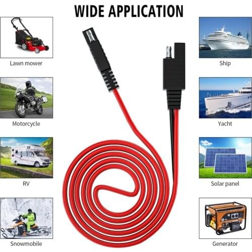 2PCS SAE Connector 16AW SAE to SAE Extension Cord Cable Quick Disconnect Wire Harness 100CM