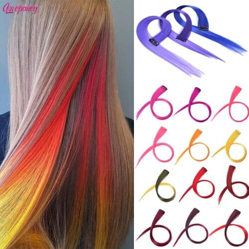 20 Inch Single Clip In One Piece Hair Extensions Ombre Synthetic Hair Hairpieces For Women Girls Hair With Clips Kids Hair Gift