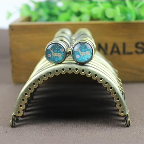 20 pcs 8.5 CM Time Gem Flat Bead Christmas De deer Clasp Bronze Smooth Coin Purse Metal Frames Cluth DIY Sewing Bag Accessories