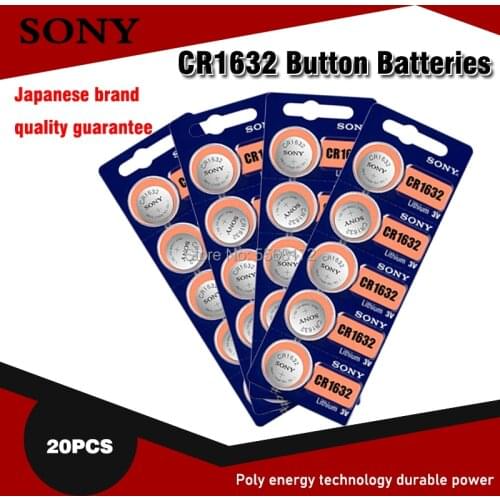 20pcs FOR SONY CR1632 Button Batteries LM1632 BR1632 ECR1632 Coin Lithium Battery 3V CR 1632 for Remote Control Electric Alarm