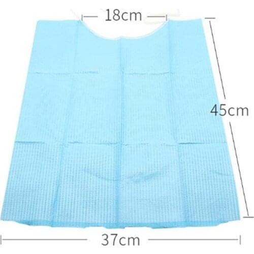 20pcs Dental Disposable Bib Neckerchief Dental Bib Tie With Belt 3-Ply Material Blue Paper Scarf