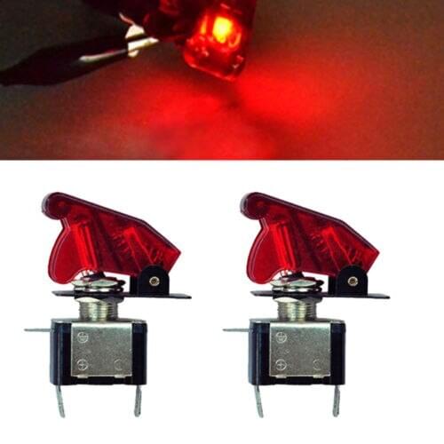 2 X 12V 20A Red Cover LED Light Rocker Toggle Switch SPST ON/OFF Car Motor