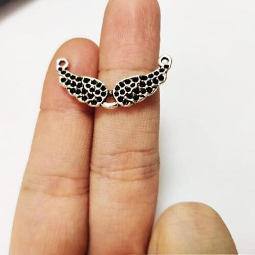 6pcs Charms Angel Wings 30x15mm Antique Silver Color Plated Pendants Making DIY Handmade Tibetan Silver Color Jewelry