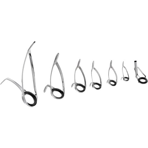 7 Pieces Ring Ceramic Accessories Fishing Rod Tip Stainless Steel Guide Eyes 7-Sizes 5 6 8 10 12 16 20