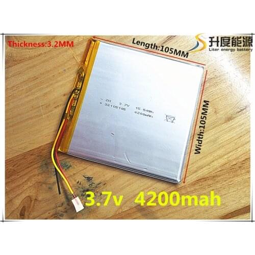 Tablet battery 3 wire 32105105 3.7V 4200MAH smart home MP3 speakers Li-ion battery for dvr,GPS,mp3,cell phone,speak