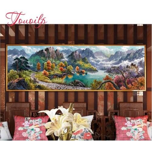 TOUOILP Landscape Chinese Wind Cornucopia square&Round Diamond Embroidery,Full rhinestone Diamond painting cross stitch