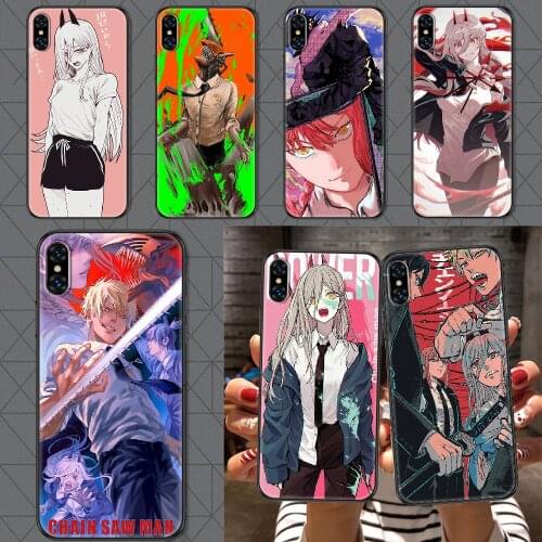 Anime Chainsaw Man Phone Case Cover Hull For iphone 5 5s se 2 6 6s 7 8 12 mini plus X XS XR 11 PRO MAX black luxury coque trend
