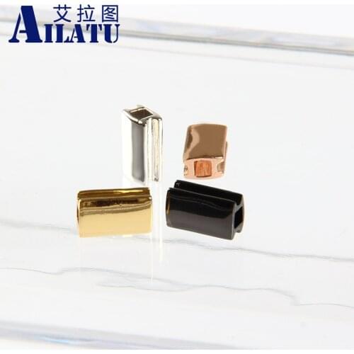 Ailatu Size 10x6mm Smooth Plated Rectangle Copper Bracelet Accessories for Fashion Jewelry Provide Paid Laser Pringting Service