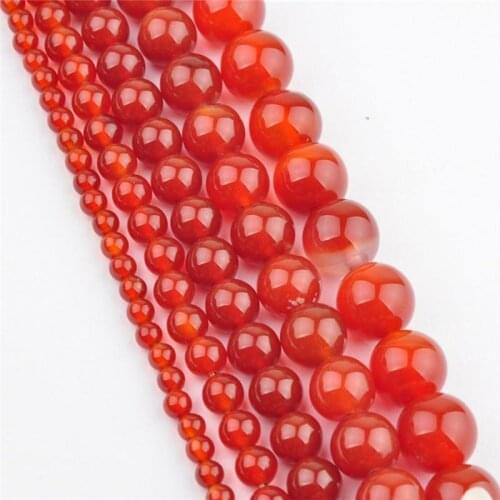 4 6 8 10 12mm Natural Red Agate Stone Spacer Loose Beads Jewelry Making DIY For Necklace Bracelet Round Wholesale New