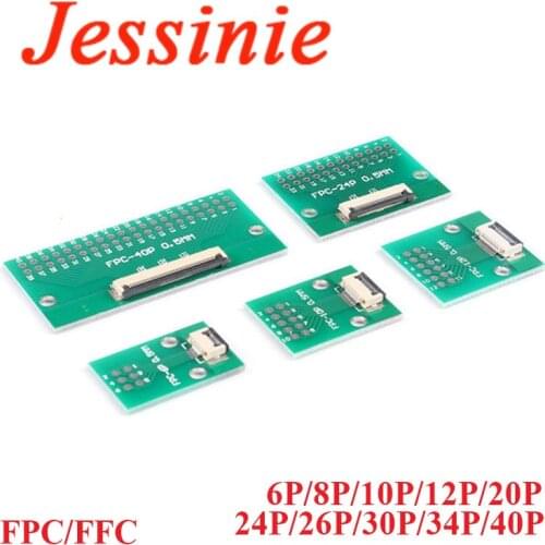 FPC/FFC Flat Cable Adapter Plate 0.5mm 1mm 6P/8P/10P/12P/20P/24P/26P/30P/34P/40P DIP Pin Board Pitch Converter Board PCB