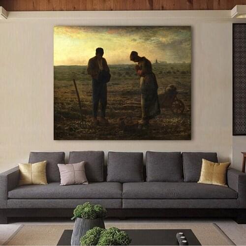 Classical Oil Painting Jean Francois Millet Pray The Angelus Home Decor Figure Wall Pictures For Living Room Canvas Art Poster
